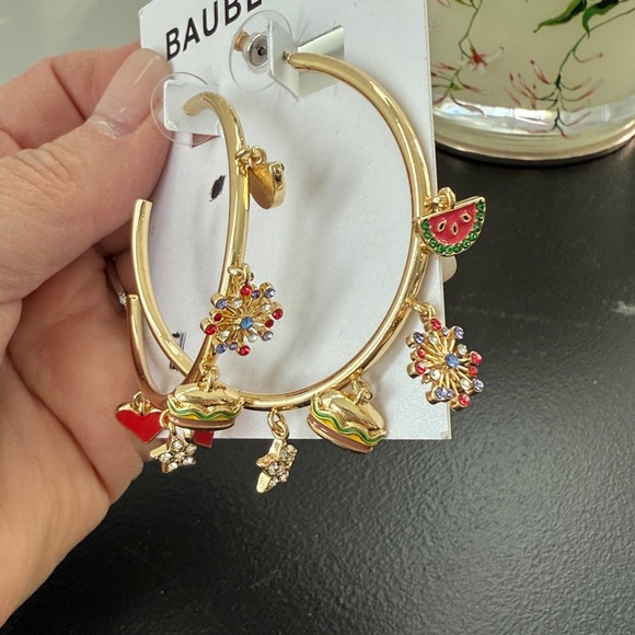 BaubleBar Jewelry - Bubblebar NWT Hoop Charm earrings